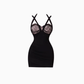 Sexy hot girl lace splicing halter neck dress 2025 pure desire waist hip skirt R1155