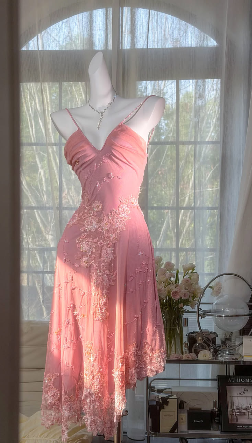 Applique Flowy Women's Homecoming Dress Pink Corset Short Prom Dress Party Dress RS2483