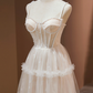 Cute Champagne Homecoming Dress ,Tulle Corset Short Prom Dress Cami Dress RS1674