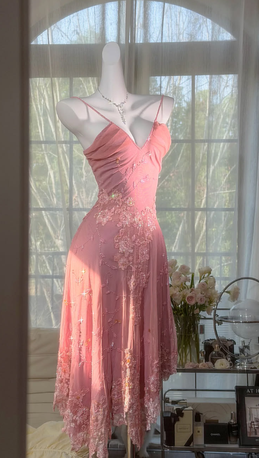 Applique Flowy Women's Homecoming Dress Pink Corset Short Prom Dress Party Dress RS2483
