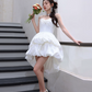 Elegant White A-line Spaghetti Straps Corset Mini Evening Dress Homecoming Dress RS468