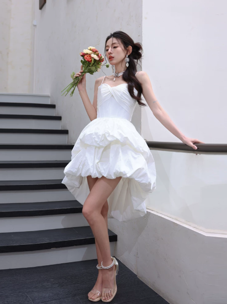 Elegant White A-line Spaghetti Straps Corset Mini Evening Dress Homecoming Dress RS468