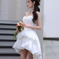 Elegant White A-line Spaghetti Straps Corset Mini Evening Dress Homecoming Dress RS468
