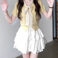 Suit skirt gentle temperament beautiful short-sleeved T-shirt A-line short skirt two-piece suit R0823