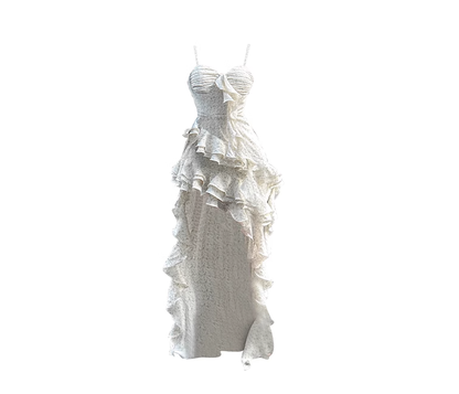 Ruffled suspender dress summer irregular temperament long dress R0003