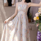 Summer small skirt French gentle style floral suspender dress plus cardigan two-piece set R2406