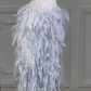 Gray-blue tube-top diamond waist sexy feather skirt long bridal dress R5801