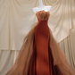 Brown tube top slim waist hip elegant ball gown bridal gown R5840
