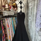 Black halter-neck V-neck fitted waist slim back sexy long ball gown R7864