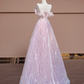 Light pink strapless, fitted waist, full skirt, long ball gown, bridal dress R8365