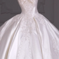 White tube top bow design waist slim fit puffy long dress bridal gown R5765
