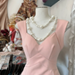 Pink tank top, camisole, fitted waist, bodycon mini skirt, prom dress R6278