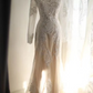 Apricot lace fitted long ball gown, bridal gown R6757