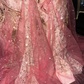 Pink sleeveless sequined fitted long ball gown R6917