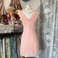 Pink tank top, camisole, fitted waist, bodycon mini skirt, prom dress R6278