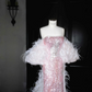 Pink sequined tube top slim waist hip long skirt, prom dress R5683