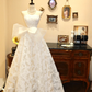 White strapless lace fitted long wedding dress R6598