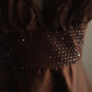 Brown halter neck fitted waist short ball gown R6797