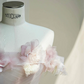 Pink tube top 3D flower waisted puffy maxi skirt, prom dress R5647
