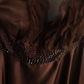 Brown halter neck fitted waist short ball gown R6797