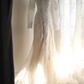 Apricot lace fitted long ball gown, bridal gown R6757
