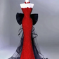 Red strapless sequined fitted mermaid long ball gown R6478