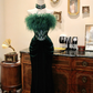Green strapless fitted ball gown R7190