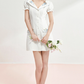Short-sleeved summer dress V-neck Tencel cotton retro embroidery waist dress R5248