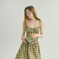 French suspender skirt seaside holiday short skirt fairy skirt plaid dress R2765