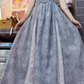 Blue lace tube top dress 2025 new beautiful waist a-line long skirt R0675