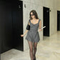 Gray high-grade vest waist slim short skirt homecoming dress R3882