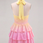 Ruffled Vibrant Women's Homecoming Dress Gradient Corset Short Prom Dress Party Dress RS2484