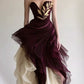Purple tube top dress with slim waist and skirt, prom dress R5321