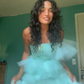 Green one-shoulder sequined waist slim sexy short skirt homecoming dress R5488