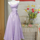 Light pink satin suspender waist slim fit A-line maxi ball gown R6066