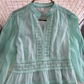 French retro palace style temperament long sleeves V-neck waist slim lace splicing mesh dress fairy skirt R0314