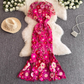 Beautiful heavy-duty three-dimensional flower embroidery embroidered seaside holiday dress with a high-end feel R0308