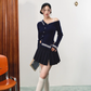 Elegant retro versatile patchwork short skirt autumn mid-waist casual skirt R3333