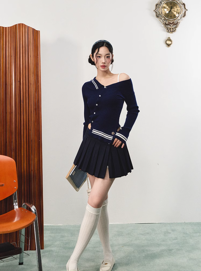 Elegant retro versatile patchwork short skirt autumn mid-waist casual skirt R3333
