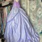 Purple one-shoulder fitted waist long dress with a puffy tulip skirt, a ball gown R6319