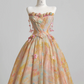 Light orange strapless, fitted waist, full skirt, long ball gown, bridal dress R8223