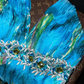 Blue halter-neck, fitted waist, elegant long ball gown R6877