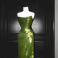 Green strapless satin waist slim-fit drape maxi dress, prom dress R5648