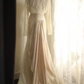White strapless fitted waist slim-fitting lace skirt long ball gown R6798