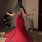 Sexy Spaghetti Strap Waist-Cinched Fitted Bodycon Mermaid Hem Sequin Prom Dress R7118