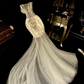 Apricot strapless fitted waist fairy long ball gown R6958