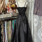 Black backless fitted satin A-line gown, ball gown R6358
