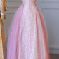 Light Purple Off-the-Shoulder Fitted-Waist Slim-Fit A-Line Long Prom Dress / Bridal Gown R5918