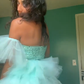 Green one-shoulder sequined waist slim sexy short skirt homecoming dress R5488