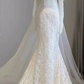 White off-the-shoulder lace fitted mermaid gown, ball gown R6437